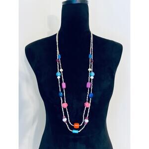 Chico's Colorblock Multi Layered Beaded Necklace
